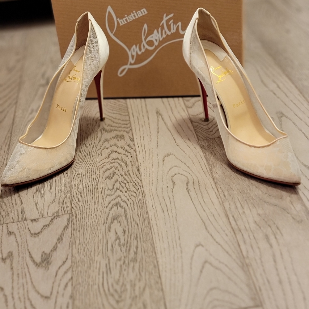 White Louboutin-Pigalle- worn once for my wedding